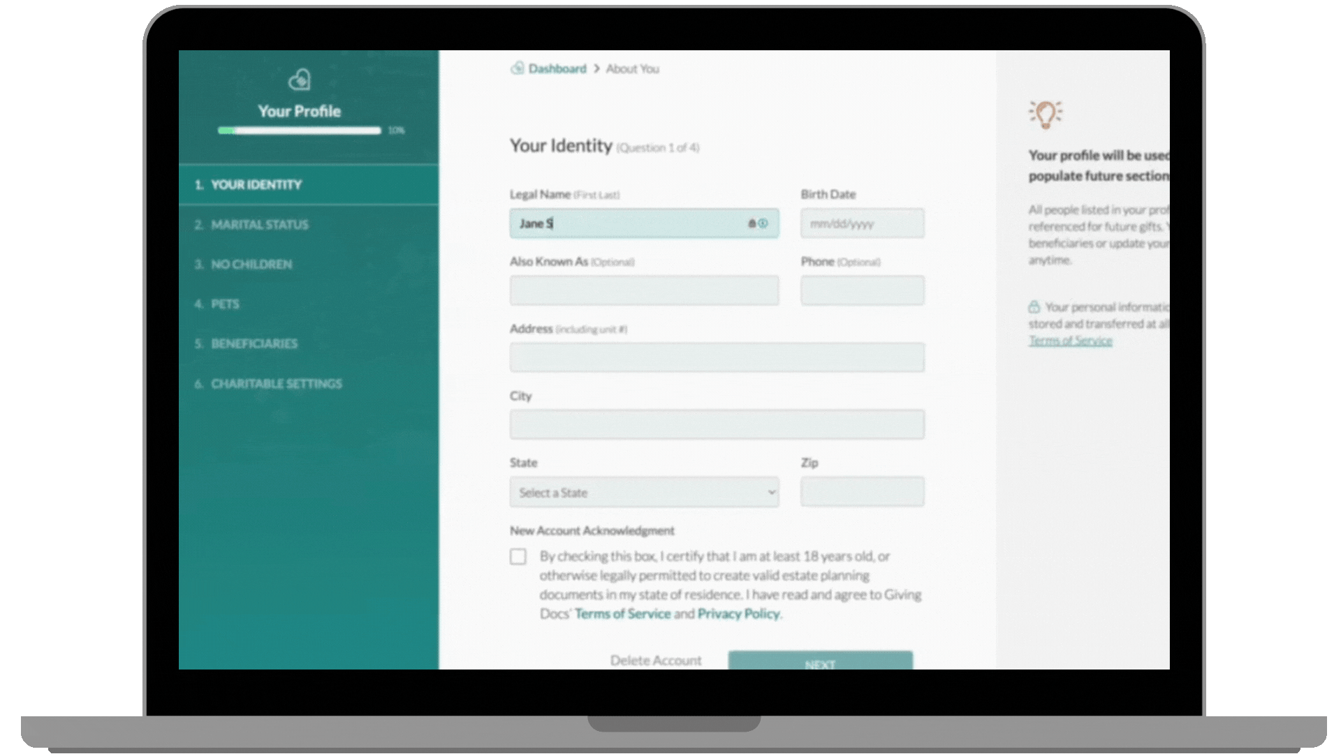 images of a giving docs account
